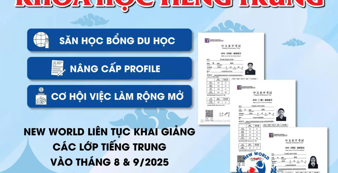 TUYỂN SINH KHÓA HỌC TIẾNG TRUNG